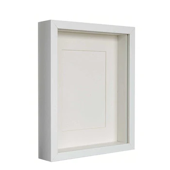 High quality custom White wooden art 3D shadow box deep picture photo frame