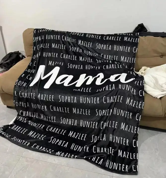 Name Photo Print Minky Fleece Throw Blanket Winter Warm Double Sided Flannel White Personalised Custom Name Blanket for Baby