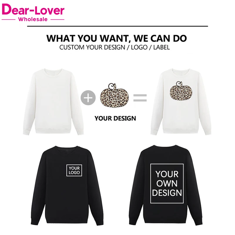 Dear-Lover Custom Logo Wholesale Halloween Pumpkin Christmas Print Winter Knit Crewneck Women Pullover Graphic Sweatshirt