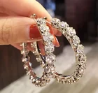 Hoop For Hot-sale Luxury 925 Sterling Silver Big Circle Bling Crystal Rhinestone Hoop Earrings For Women