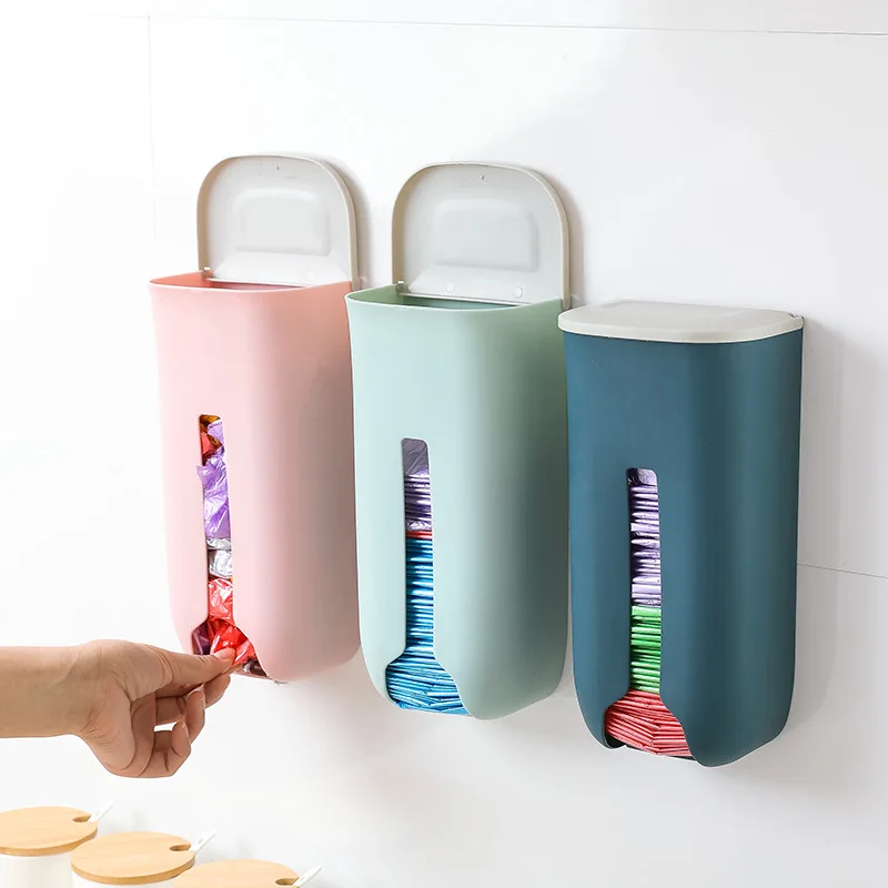 D2483 Portable Household Wall Hanging Garbage Bags Storage Box Home kitchen Plastic Bag Storage Box