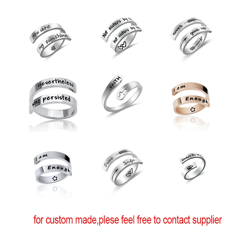 l love you stainless steel ring for men silver ring adjustable open finger rings