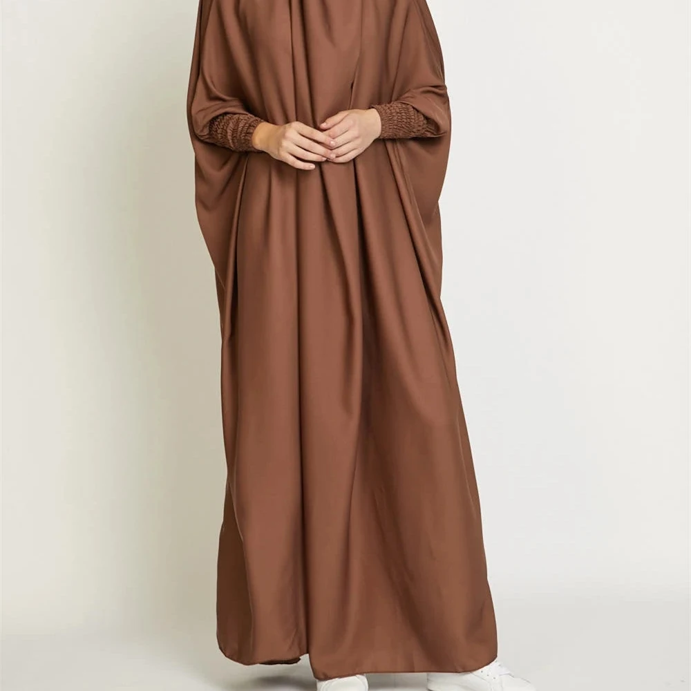 Wholesale Solid Color Long Sleeve Casual Dress Muslim women Dubai Turkey Big Swing Robe Dresses