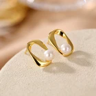 Pearl Vintage Fine Jewelry Retro Gold Plated Natural Freshwater Pearl S925 Sterling Silver Earrings Women