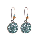 Hoop Silver Turquoise Stone Tear Drop Dangle Earrings Classic Green Turquoise Beaded Hoop Earrings