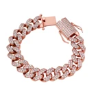Bracelet Hip Hop Mens 925 Sterling Silver Ice Prong Lab Diamond 10k Plated Cuban Link Chain Bracelet