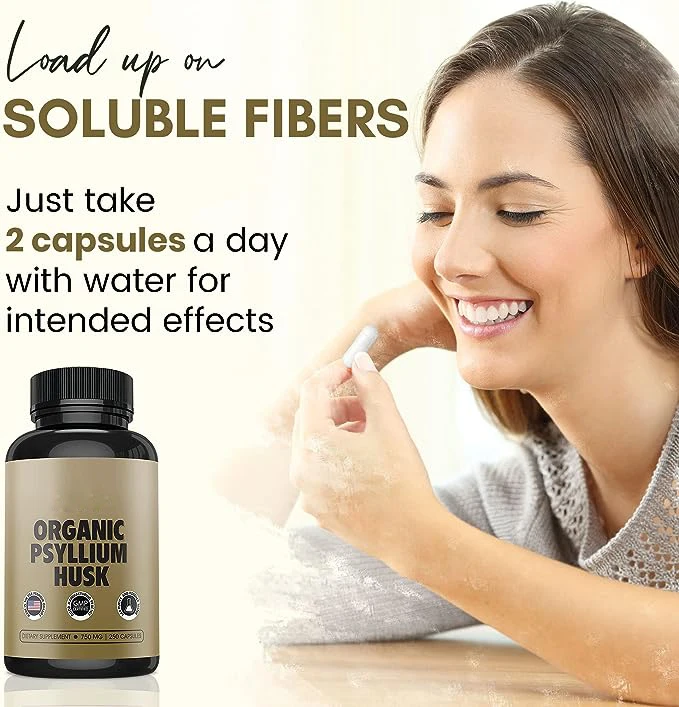 Psyllium Husk Capsules Allnatural Fiber Supplement Alternative To