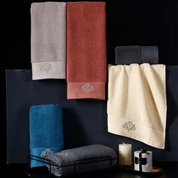 Custom Embroidered Luxury Quality 100% Cotton Soft Face Bath Hand Towels For Hotel Spa Salon Usage