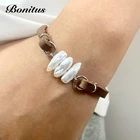 Leather Pearl Simple Men's Leather Bracelet Adjustable Baroque Pearl Pendant Party Accessories For Ladies