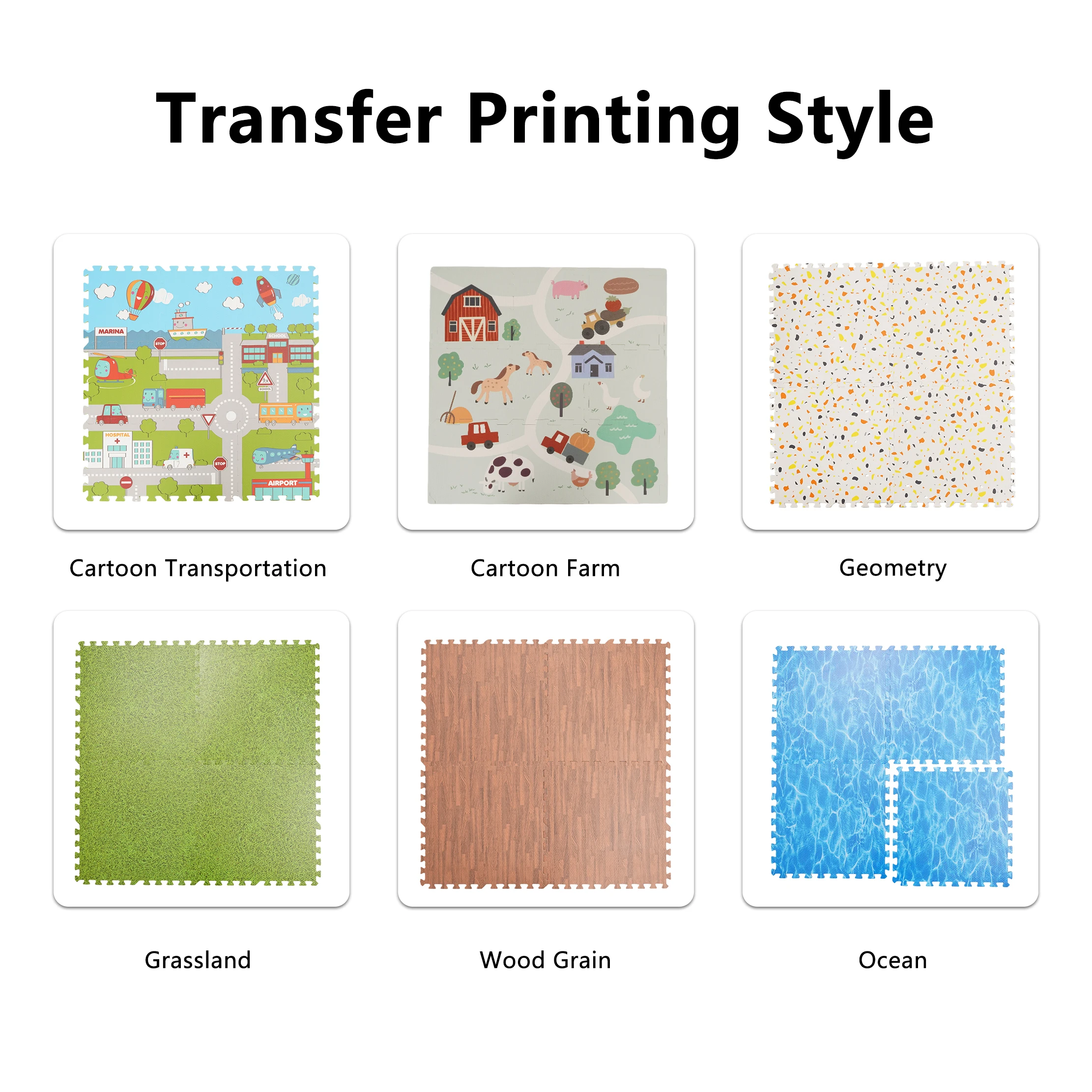Hydefoam Durable Top Layer EVA Geometry Transfer Printing Baby Play Mat for High Traffic Daycare Centers factory
