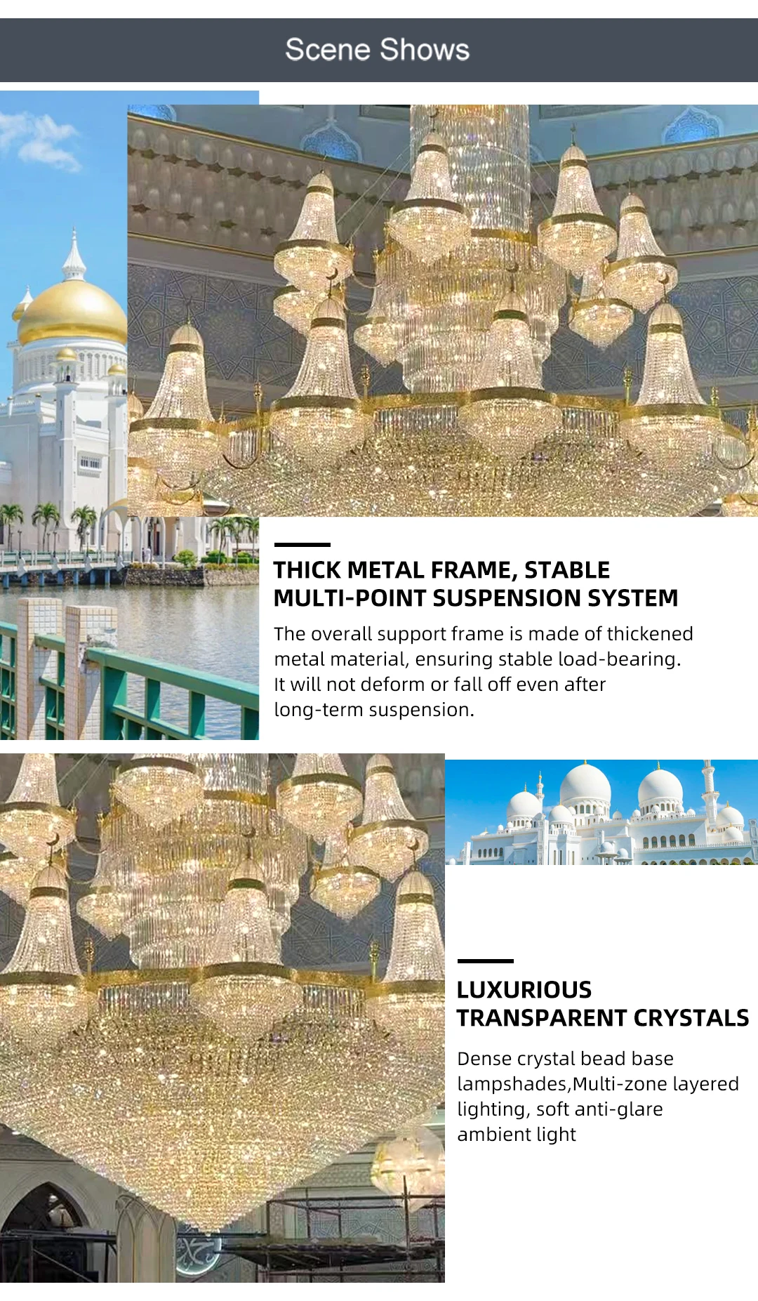 cpl 006 grand bespoke crystal mosque chandelier oversized islamic led lighting for palace prayer hall-3