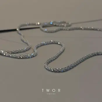 2021 New Arrivals Sparkle Rhinestone Twist Rope Chain Choker Necklace Glitter Crystal Twisted Chain Shiny Necklace Jewelry