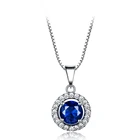 Vintage S925 Sterling Silver Women's Vintage Sapphire Silver Chain Pendant Necklace For Women