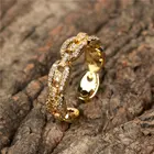 Gold Pave Band 2021 New Ins 18K Gold Plated Micro Pave CZ Chain Link Open Band Resizable Rings For Women