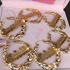 Hoop Hoop Bamboo Earrings 14k 18k Gold Plated Xoxo Heart Shape Custom Name Bamboo Hoop Earrings Wholesale