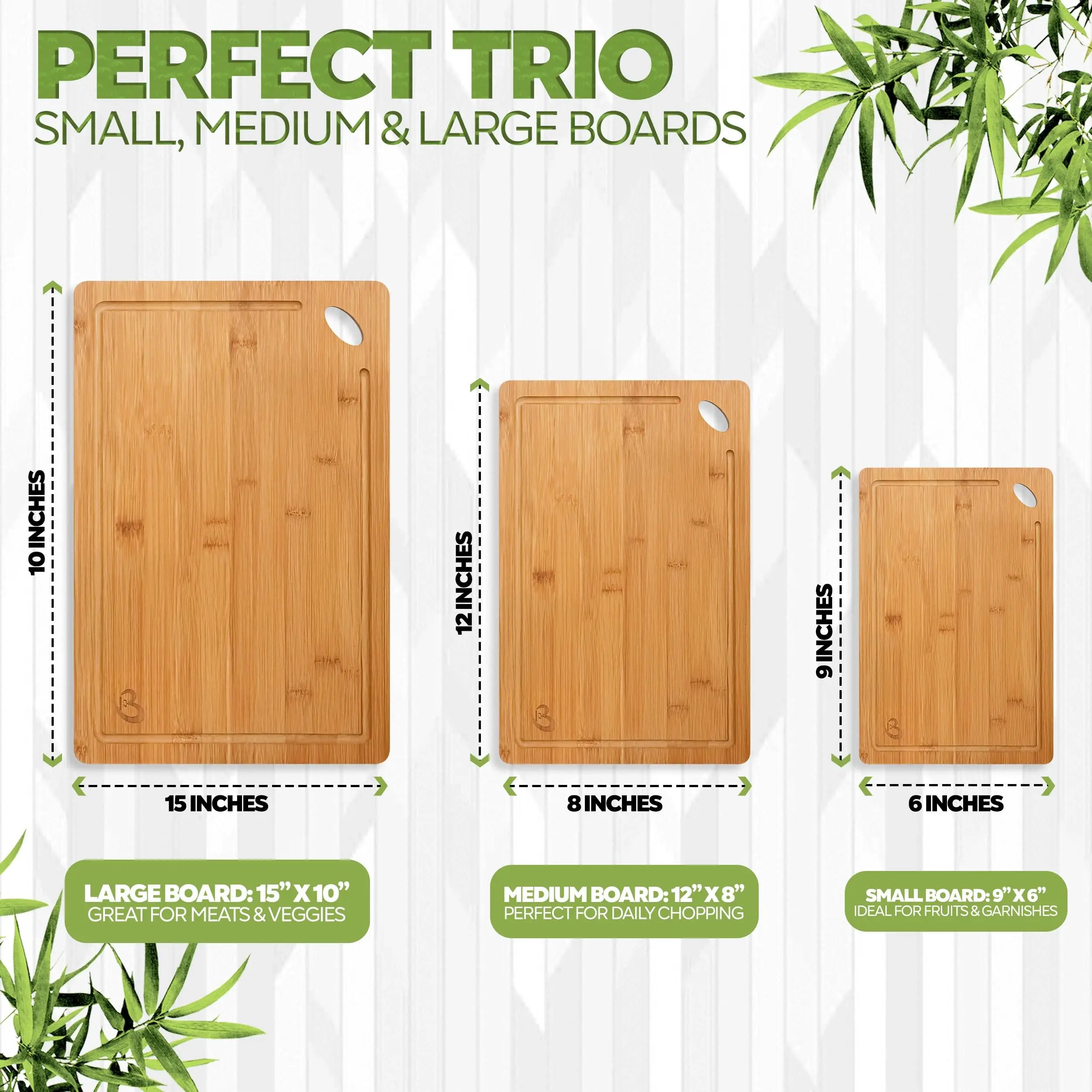 product bamboo cutting board set of 3 reversible with juice grooves non toxic kitchen chopping board with handle for meat veggies-7