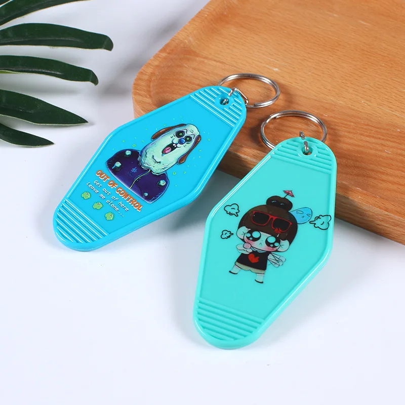 Vintage Motel Keychain Blank Hotel Keychain Bulk Plastic Retro Sublimation Blank Key Chain supplier