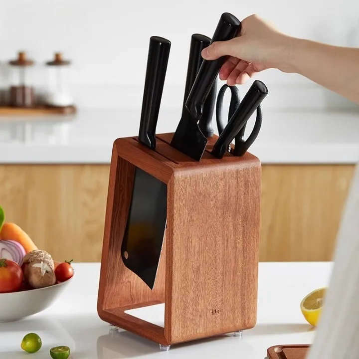 Hot Sale Ebony Wood 4-Slot Knife Block New Kitchen Storage Stand  Wooden Knife Organizer