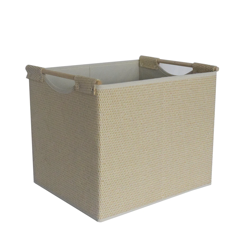Low Price Foldable Storage Box Clothes Clothing Dividers Storage Bin Organization With Wooden Handle