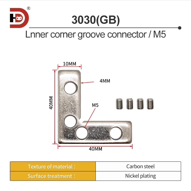 Internal groove Connector 3030 4040 Aluminum Alloy Inner Connector Industrial Aluminum Profile Accessory Side Connector manufacture