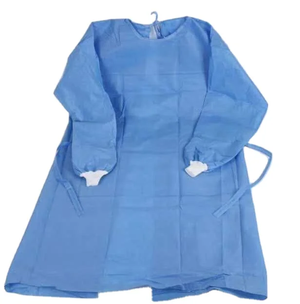 最优惠的价格一次性隔离衣,背部绑带防静电蓝色无纺布短信外科手术衣