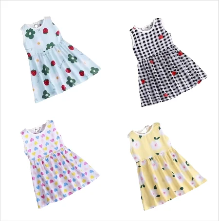 2024 Summer Girls Pajamas Cotton Silk Princess Girl Casual Vest Dress with high quality