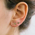 Earrings CANNER 2021 INS 925 Sterling Silver Minimalist Bling Turquoise Zircon Piercing Earrings For Women