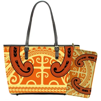 Custom Indians Tribal Native Navajo American Aztec Print Large Leather Tote Bag 2021 Bags Women Handbags