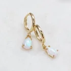 Sterling Silver Earrings Dainty Sterling Silver Teardrop Lady Opal Huggie Earrings