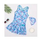 Swimwear Hot Selling Sun Block Swimwear Pink 1 Piece Children Little Girls Swimsuit With Bow