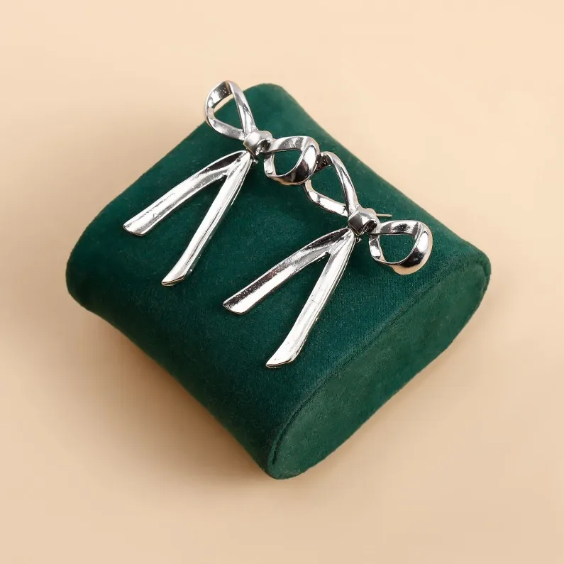 High Quality Bow Knot 925 Sterling Silver 18k Gold and Silver Pendant Earrings Women Luxury