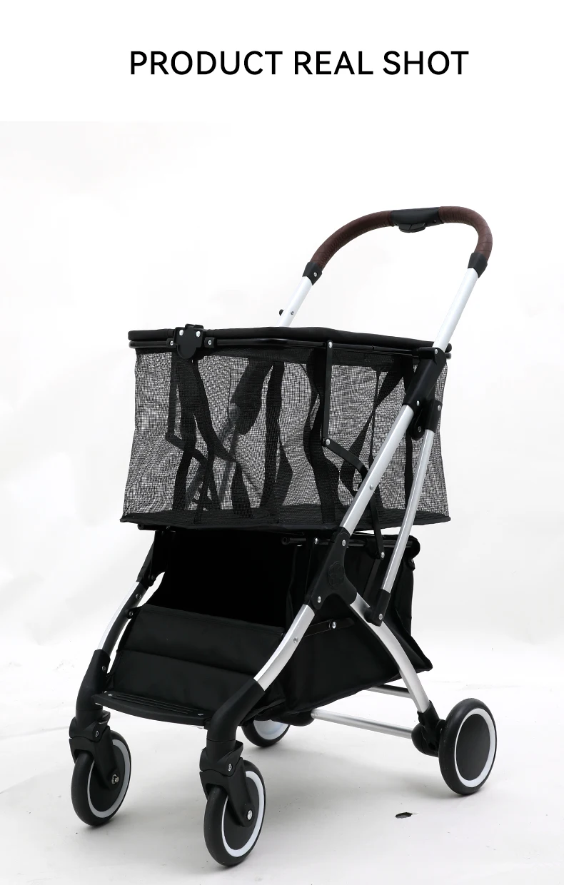 New Pet Stroller Luxury Double Deck Stroller Dog Cat Large Space Folding Bag Multi-functional Stroller Pet Products factory
