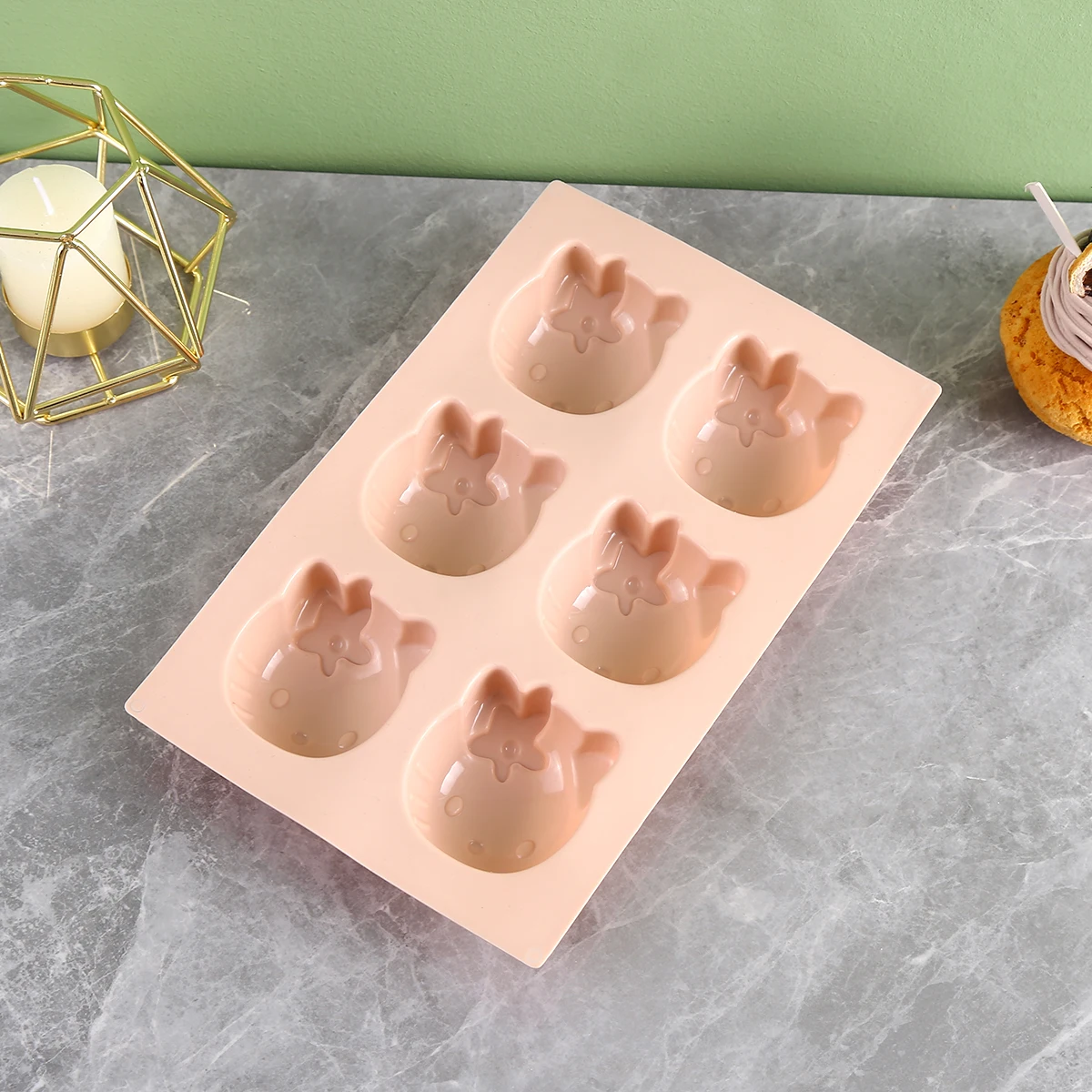 High Quality 6 Cavity Silicone Cake Mold Pink Blue Grey 3 colors Food Grade BPA Free Cake Design Making Tools Kitty Cat Mold
