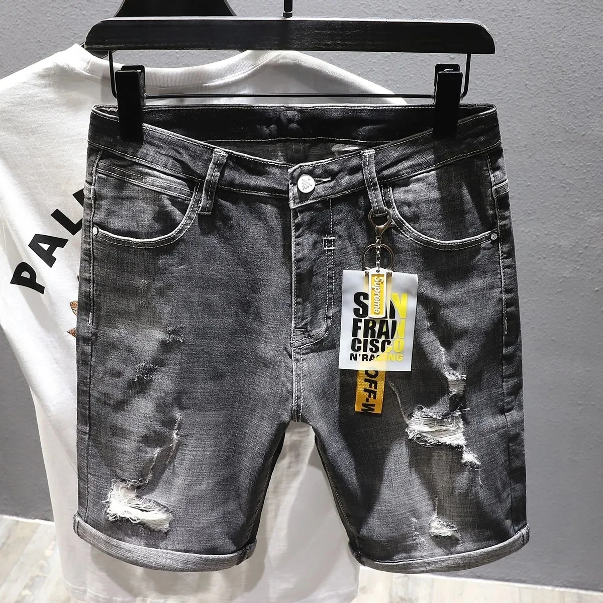 New Arrival Trending 2024 Men High Quality Denim Shorts Sizes Men Elastic Waist Bermuda Denim Cheap Price Men Denim Short