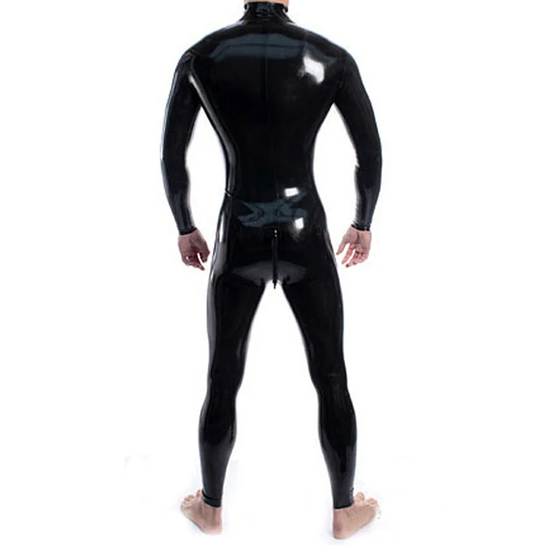 Moglovers Sexy Black Coverall Bodysuit Adult Latex Catsuit For Men And Women Unisex Latex Suit