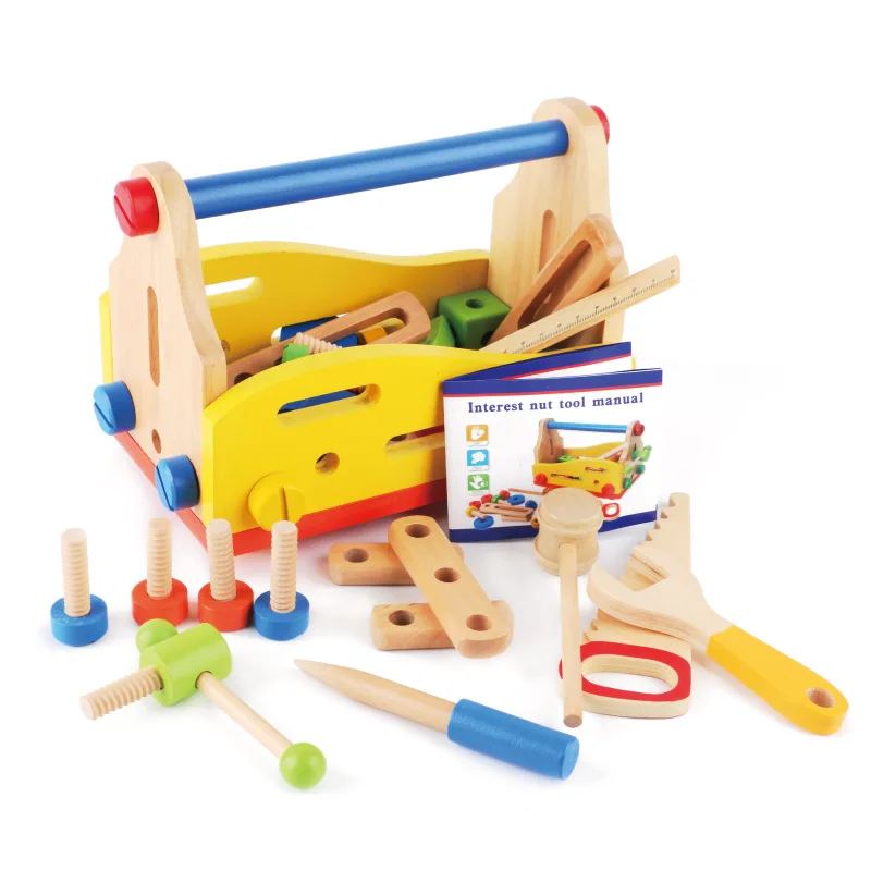 120pc Wooden Construction Building DIY Nuts & Bolts Tool Kit Toy Kid Builder Set