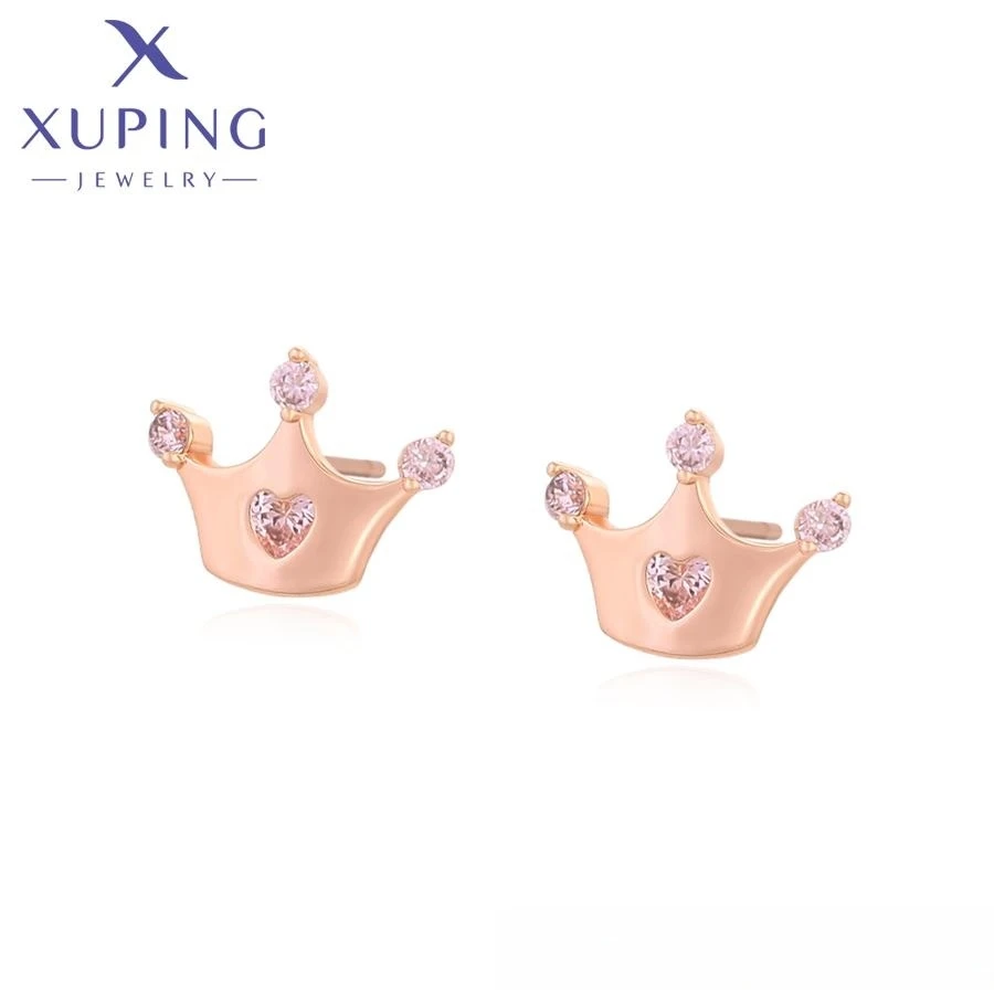 A00919410 XUPING Jewelry New crown zircon earrings rose gold color women simple daily elegant creative stud earring