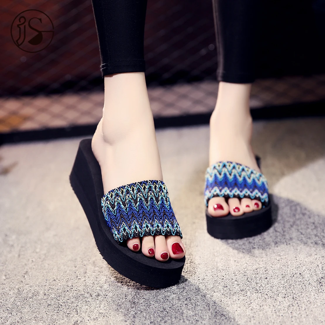 Wholesale Fashion Slippers Female Wedge Heel Platform Sandals Home Indoor  Outdoor Beach Shoes Bohemian - Buy Beach Slippers,Wedge Sandals,Summer  Slippers Product on Alibaba.com