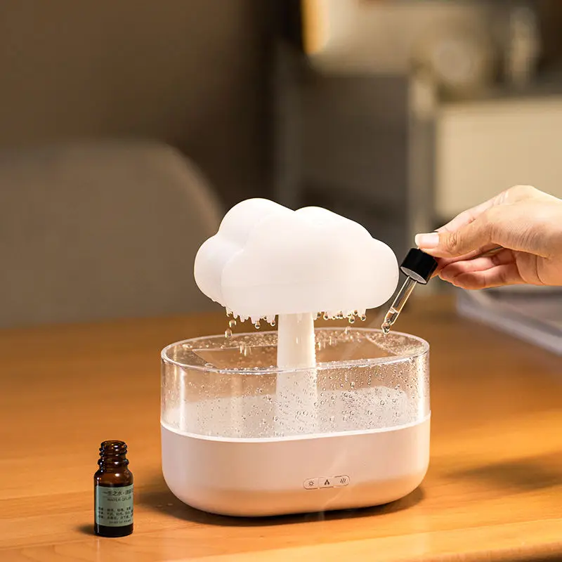 Home Raining Cloud Lamp Mushroom Water Diffuser Purifiers Rain Fall Drop Humidifier With Led Night Lights