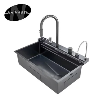 Popular waterfall faucet set 304 stainless steel multifunctional high tech multi function kitchen sink