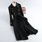 Lady Winter Windproof British Style Lapel Coat Long Coat Large Size Women Cashmere Lady Coat