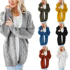 Women Sweater Winter Fashion Women 100%acrylic Long Sleeve Loose Cardigan Long Knitted Women Sweater Cardigan