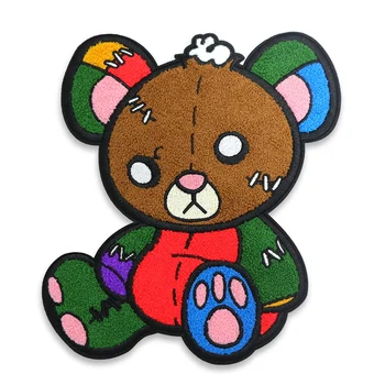Free Sample Custom Patches Chenille Embroidery Iron On Bear Patches Custom Embroidery