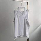 High Vest ONEINALL O Neck Sleeveless High Waist Hollow Out Slim Women's Casual Vest Fashion Summer