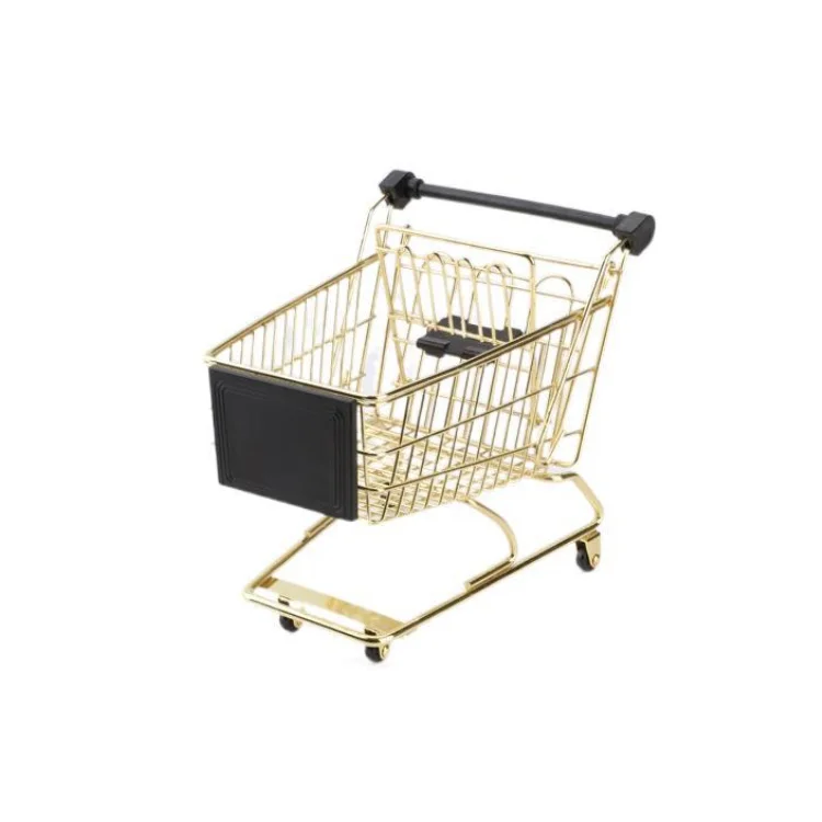 Shopping Cart For Kids Metal Play Toy Mini Push Grocery Basket For Kid Storage 