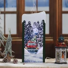2021 New Design Custom Christmas Present Flameless Plastic LED Light Up Snow Globe Christmas Candle