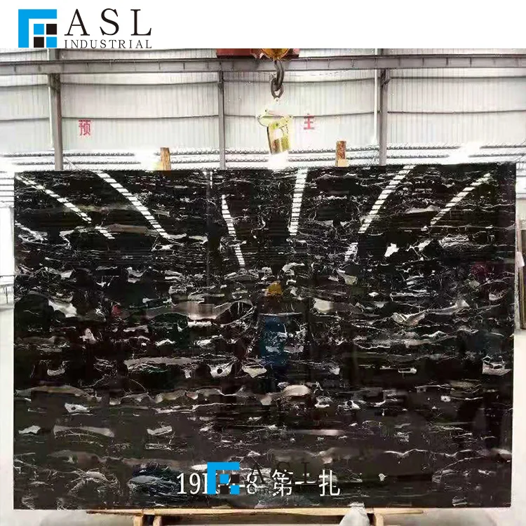 Factory direct cheap price natural china marmore black and white dragon silver portoro/potoro Italy marble slab