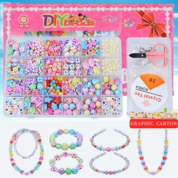 Fashion Colorful Acrylic Crafting Beads Kits Kids Wear Beads Training Handmade Jewelry Beads Kit