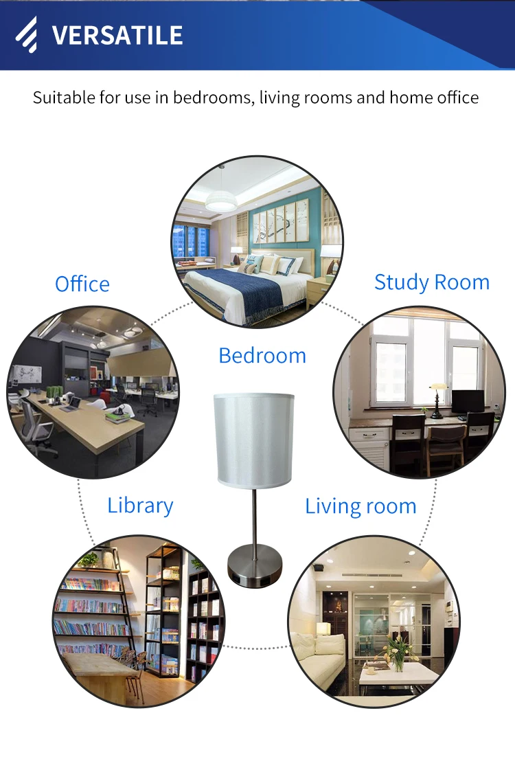 Living room furniture trim lamp Grey TC cloth cover dual USB desk lamp