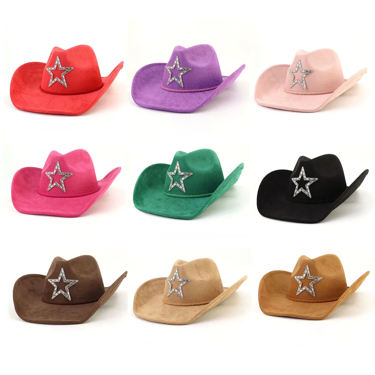 e Stars Hats Wide Brim Felt Cowgirl for Party Classic Women Western Cowboy Hat In Bulk 3